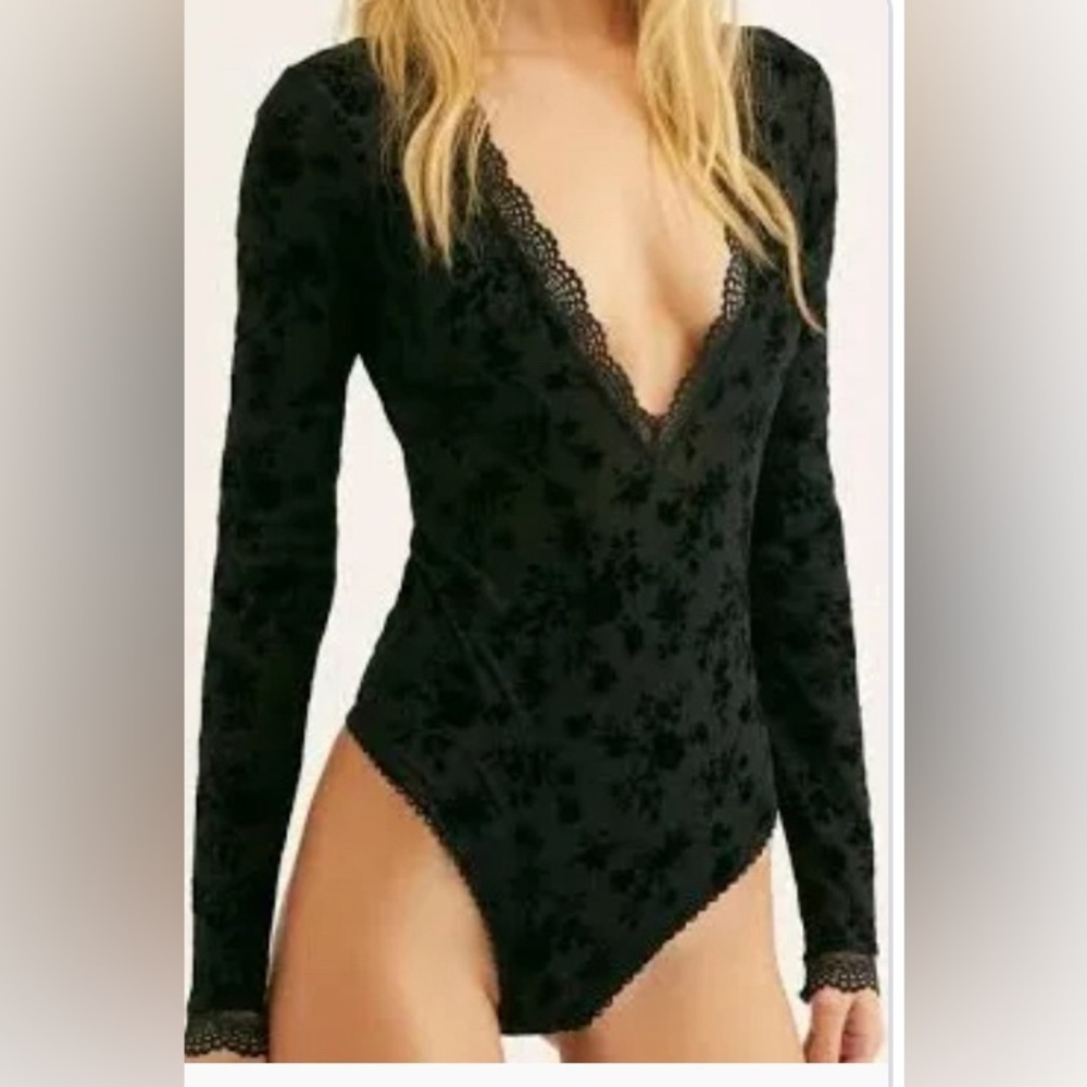FP NWOT Lace Velvet Bodysuit